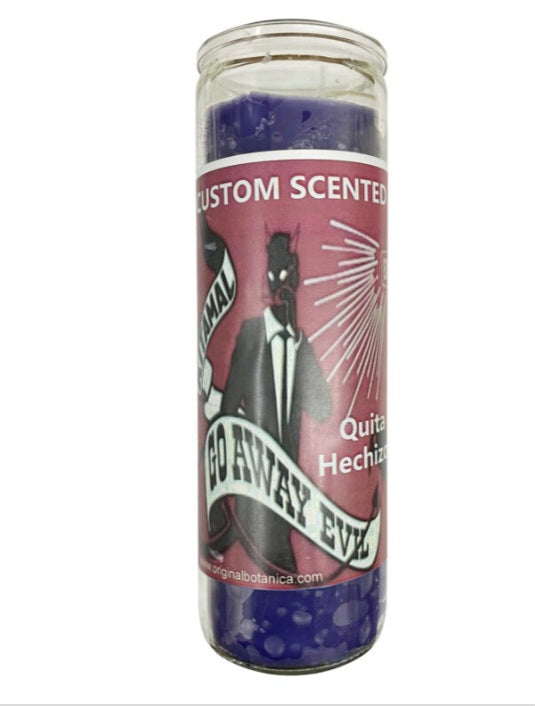 Go Away Evil Custom Scented Candle designed to repel negativity and evil forces, perfect for protection rituals and spells - go away evil candle