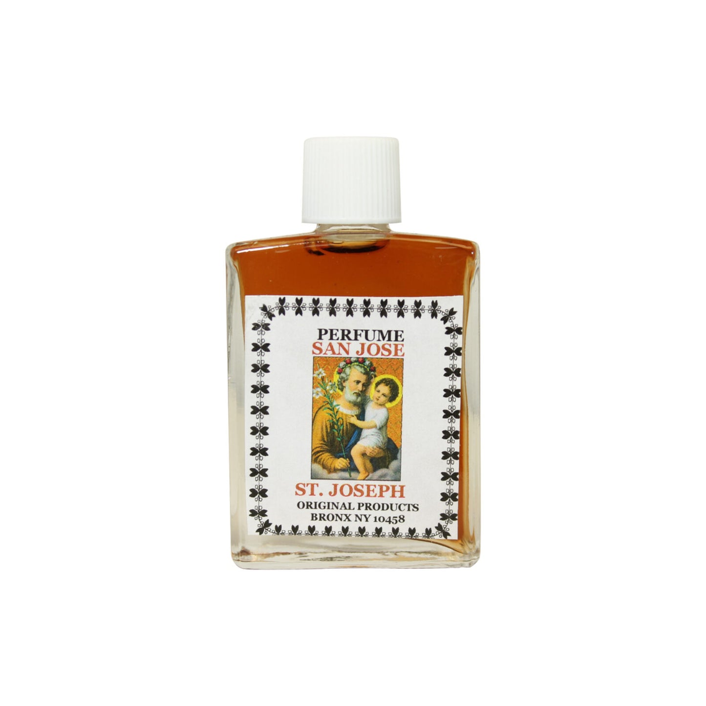 Saint Joseph Perfume in a stylish 1oz glass bottle for luck and success, ideal for selling your home or job hunting.