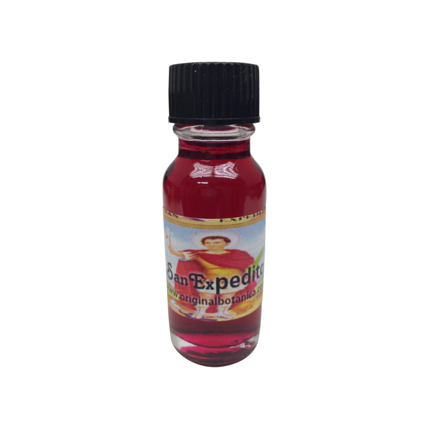 Saint Expedito Oil bottle, a spiritual oil for protection and guidance, perfect for dressing candles.