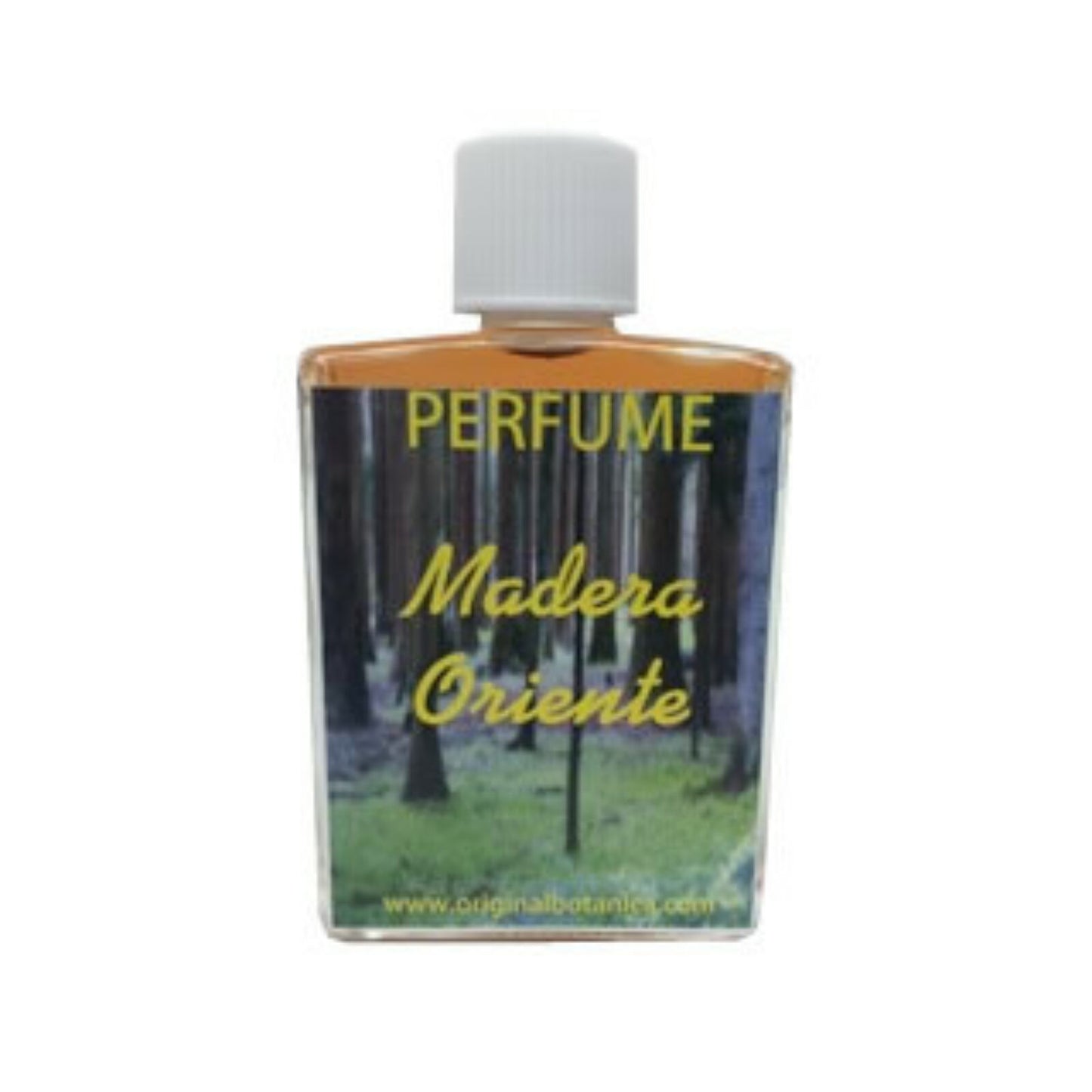 Madera del Oriente Perfume in a 1oz glass bottle, a luxurious good fortune perfume that combines woody and floral notes for an exotic aroma.