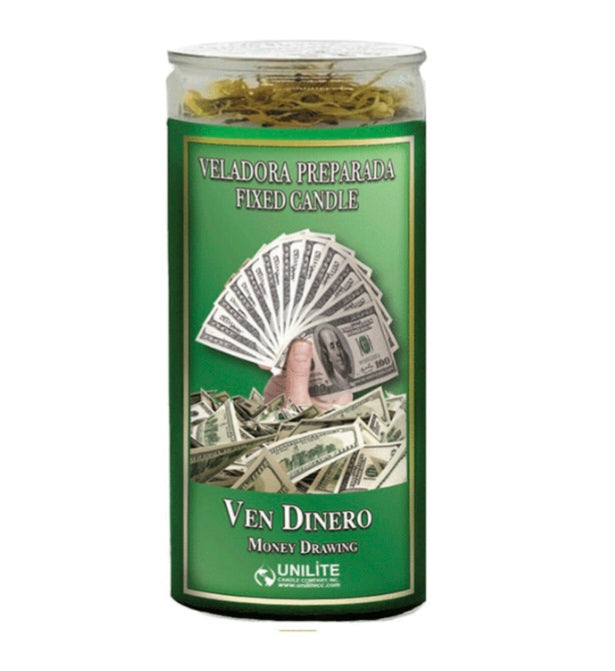 Money Drawing 14 Day Prepared Candle designed to attract wealth and abundance. Perfect money drawing candle for manifesting financial goals.