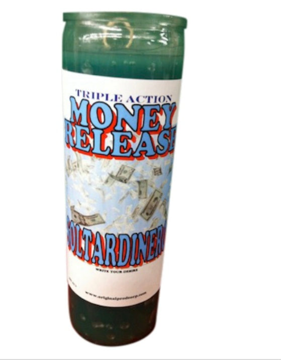 Money Release Custom Scented Candle by Psychic Tyra, designed to attract abundance and help with financial flow.