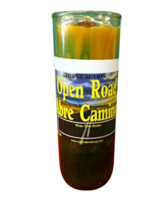 Open Road Custom Scented Candle in a stylish design, perfect for removing obstacles and attracting prosperity, showcasing the benefits of the open road candle.