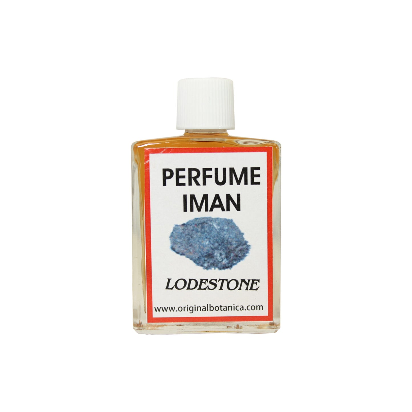 Lodestone Iman perfume in a stylish 1oz glass bottle, featuring a unique blend of sweet and spicy aromas, perfect for attracting positive energy and confidence.