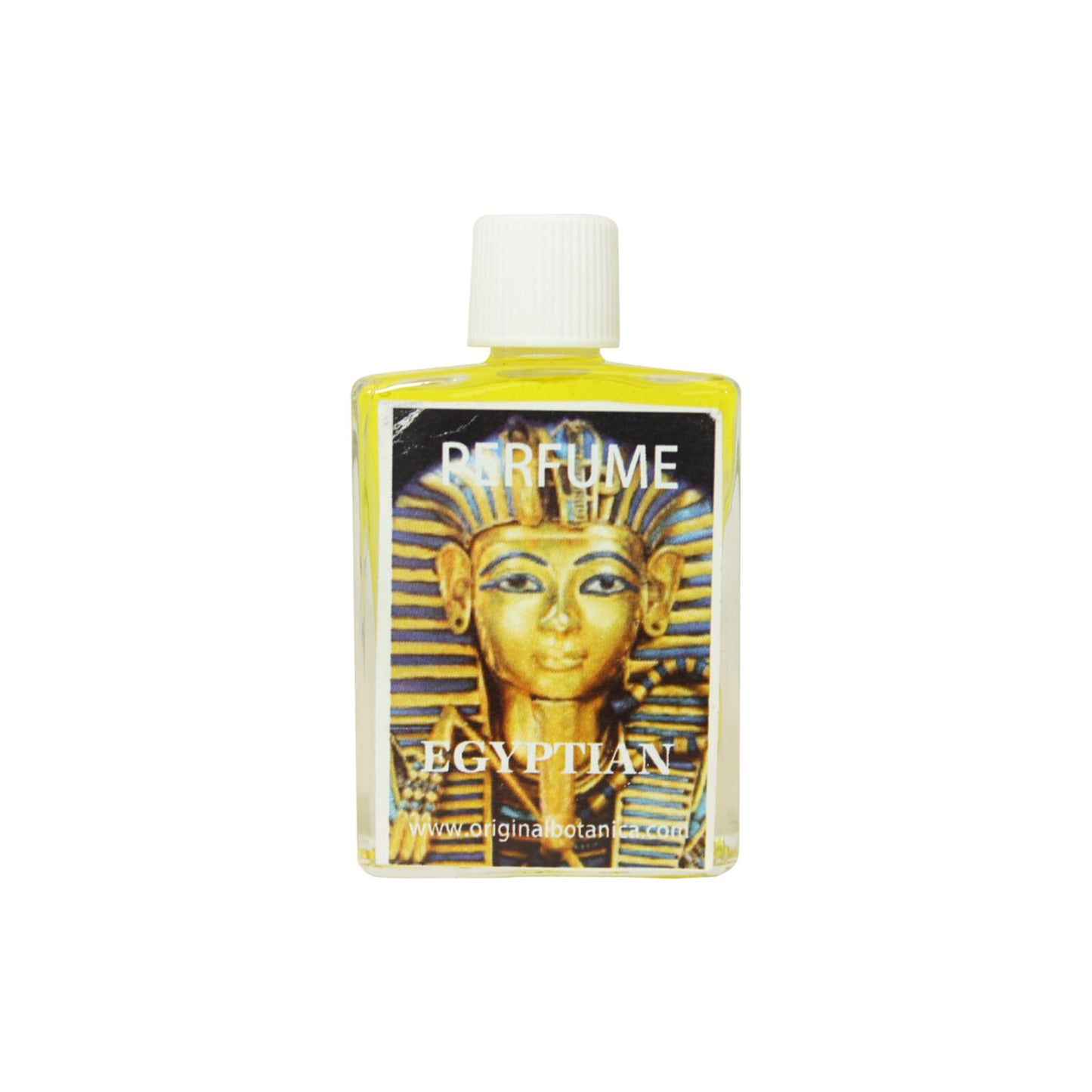 An elegant 1oz glass bottle of Egyptian Perfume, featuring a unique blend of exotic fragrances inspired by ancient Egypt, perfect for bringing good luck into your life.