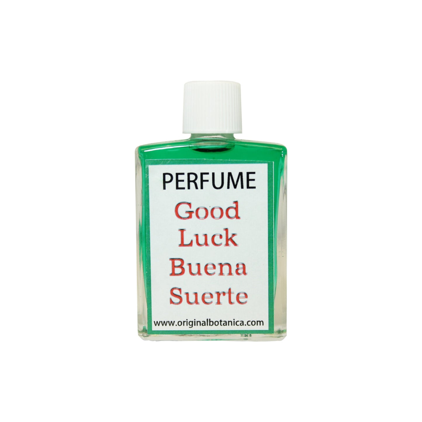 Good Luck - Buena Suerte Perfume in a stylish 1oz glass bottle, featuring a unique blend of fragrances to attract prosperity and good vibes, perfect for any wardrobe. Ideal for those seeking a buena suerte fragrance.