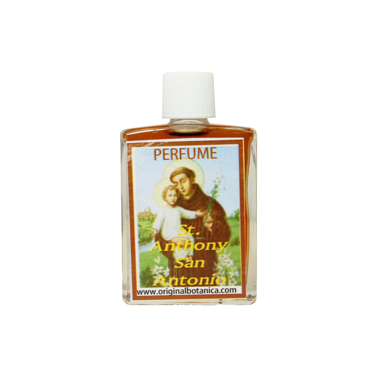 Saint Anthony Perfume in a stylish 1oz glass bottle, designed to help you find lost things and missing persons.