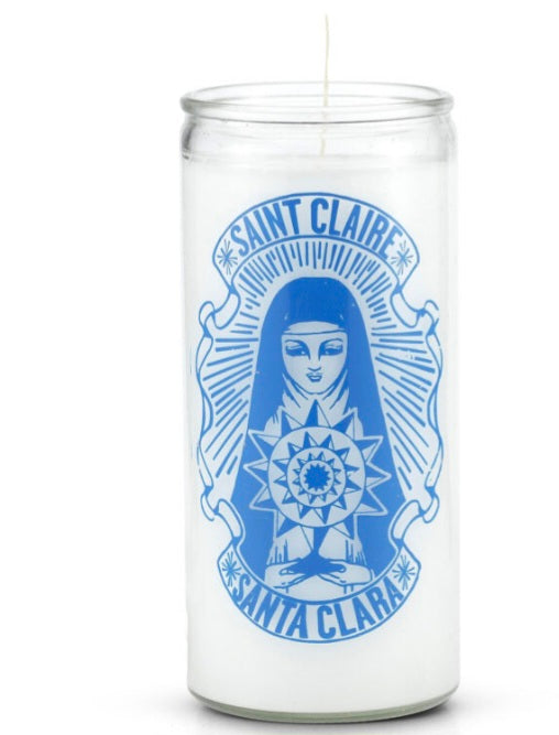 Saint Clare (Santa Clara) Clara 14 Day Prayer Candle, perfect for creating a safe space and clearing negative energy. Shop the Saint Clare candle for protection.