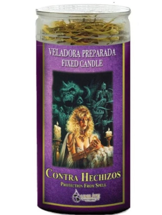 Protection From Spell 14 Day Prepared Candle, a spell protection candle designed to safeguard against curses and dark magic, featuring natural ingredients for 14 days of protection.