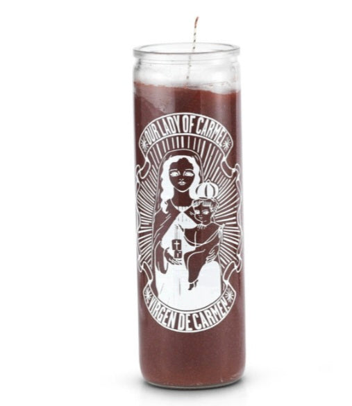 Our Lady of Carmen 7 Day Saint Candle, a beautiful candle to invoke blessings, perfect for prayer and meditation. Ideal for those seeking guidance and luck with the Our Lady of Carmen candle.