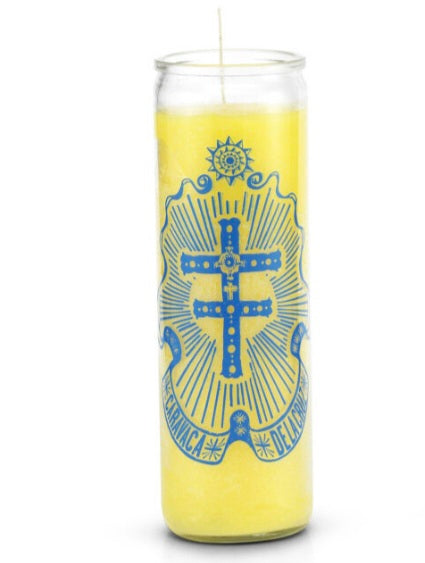 Cross of Caravaca 7 Day 1 Color Prayer Candle designed for luck, health, and protection against evil. Perfect addition to any home or as a thoughtful gift for loved ones.