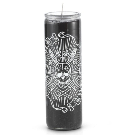 Skull (D.U.M.E) 7 Day 1 Color Prayer Candle Black, an effective hex candle for enemies designed to help take control of your destiny and stop adversaries.