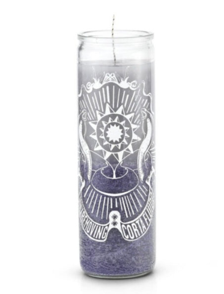 Jinx Removing Multicolor 7 Day Prayer Candle, a powerful jinx removing candle to help eliminate curses and negative energies.