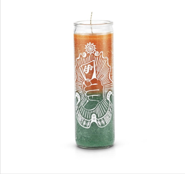 Money Drawing Multicolour 7 Day Ritual Candle designed for attracting wealth and abundance, a perfect money drawing candle for manifesting financial goals.