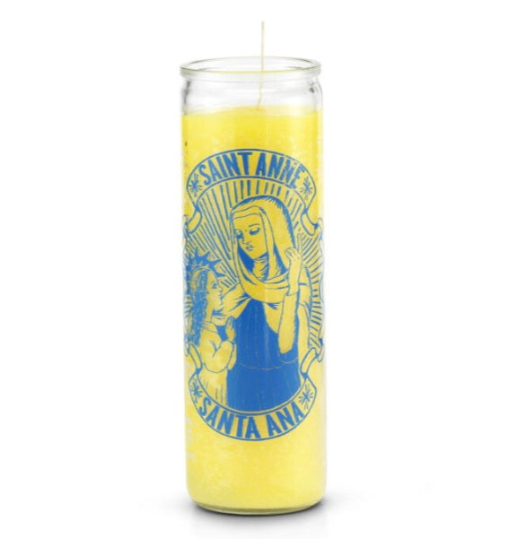 Saint Anne (Santa Ana) 7 Day Saint Candle showcasing its vibrant colors and design, perfect for honoring protection and blessings in family and marriage.