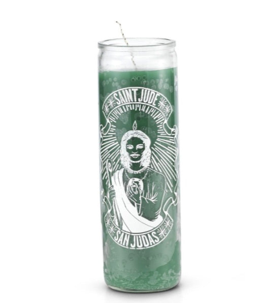 Saint Jude (San Judas) Candle, 7 Day, Green - Powerful saint jude candle for petitioning the patron saint of the impossible, ideal for healing and manifesting desires.
