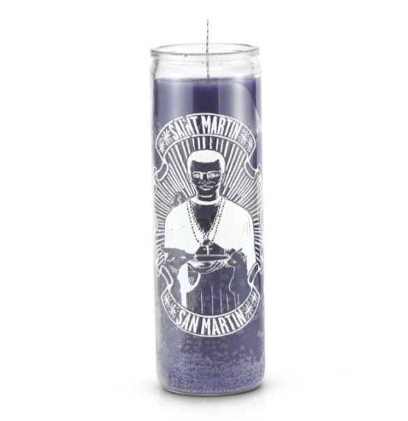 Saint Martin (San Martin) 7 Day Saint Candle, perfect for healing and finding a job, featuring prayer in English and Spanish for spiritual requests.
