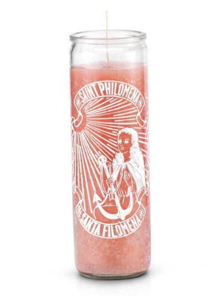 Saint Philomena (Santa Filomena) 7 Day Saint Candle for luck, love, and prosperity, perfect for invoking the power of the saint.
