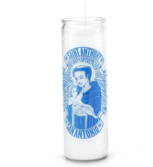 Saint Anthony (San Antonio) 7 Day Saint Candle White, a beautiful saint anthony candle perfect for helping you find lost things.