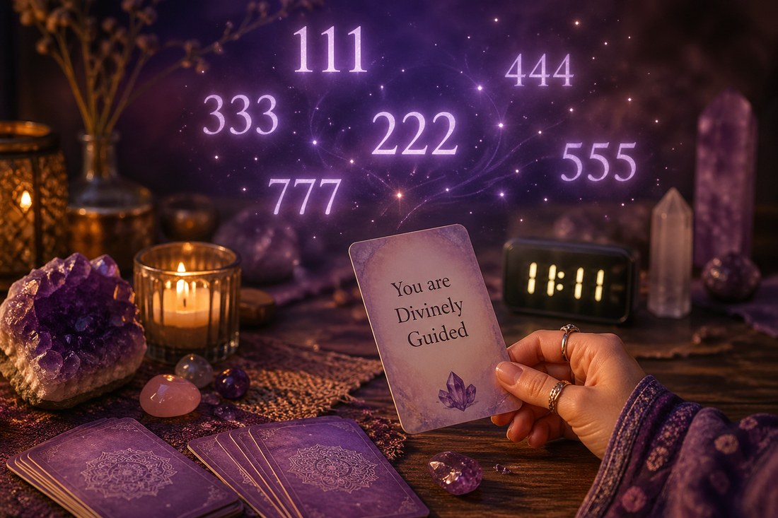 Why You See Repeating Numbers After a Psychic Reading - A visual representation of angel numbers like 111, 222, 333, and their meanings related to spiritual guidance.