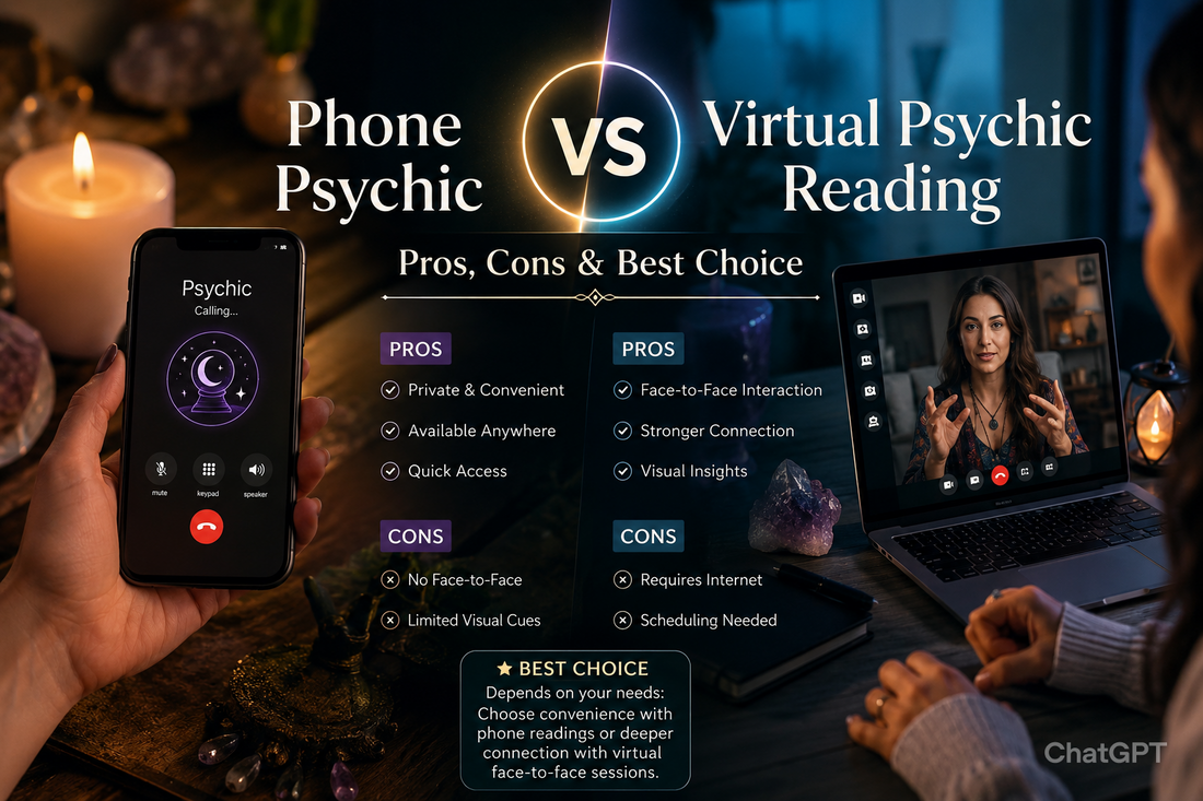 Exploring the benefits of Phone Psychic Reading vs Virtual Psychic Reading in a modern spiritual guidance context.