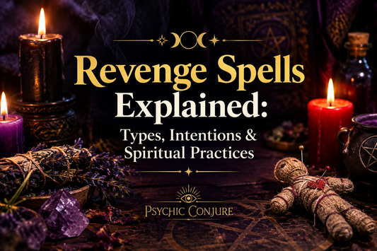 Revenge Spells Explained: Types, Intentions & Spiritual Practices with symbolic candles and spiritual ritual imagery