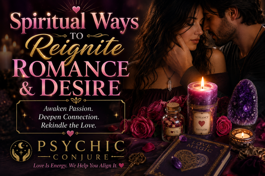 An artistic representation of a couple sharing a meaningful moment, illustrating the blog post title 'Spiritual Ways to Reignite Romance and Desire in Your Relationship' and highlighting techniques to boost intimacy and affection.