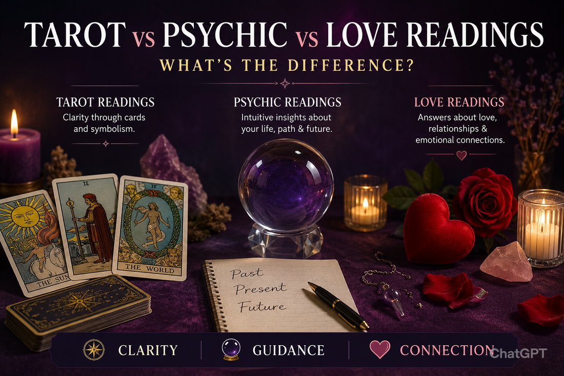 Exploring Tarot vs Psychic vs Love Readings to understand their differences and find the right spiritual guidance for your personal needs.