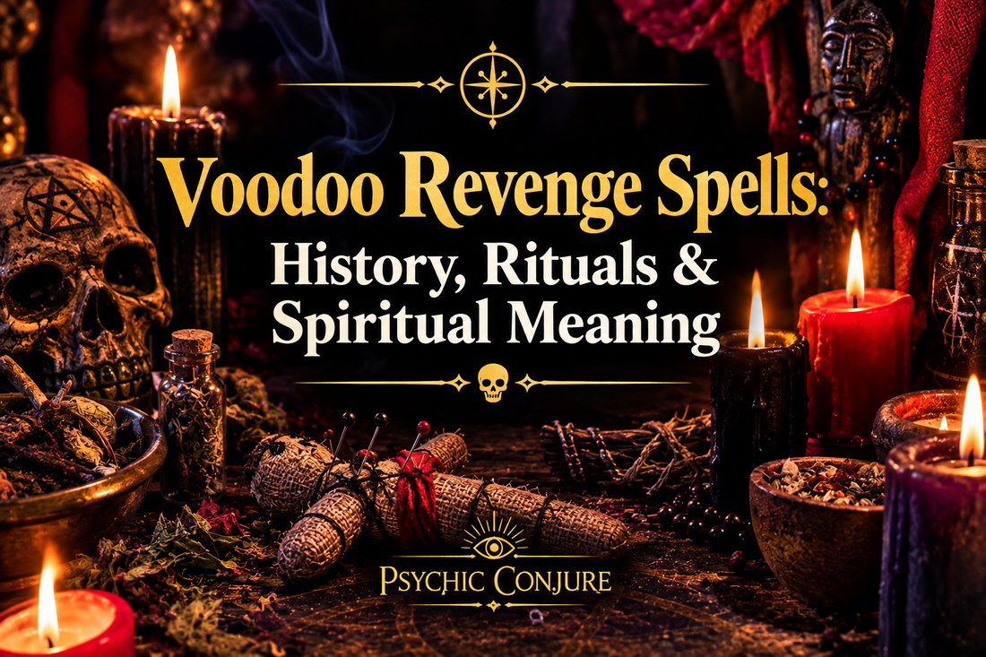 Voodoo Revenge Spells: History, Rituals & Spiritual Meaning featuring symbolic spiritual justice and ritual imagery