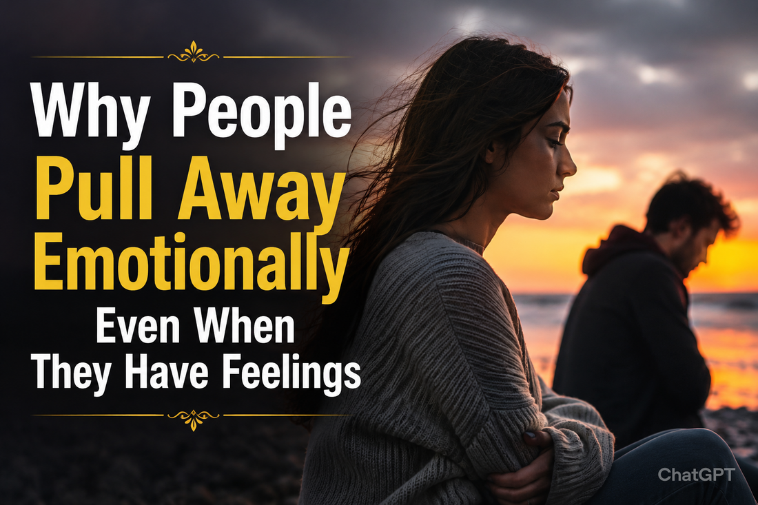 An insightful graphic illustrating the topic 'Why People Pull Away Emotionally' discussing the complexities of emotional withdrawal in relationships.