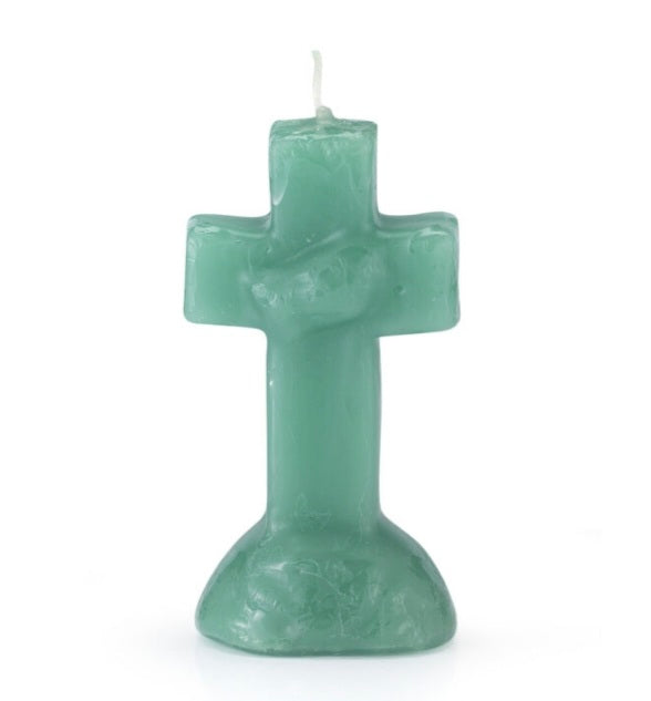 Crucifix Candle Green-Psychic Conjure