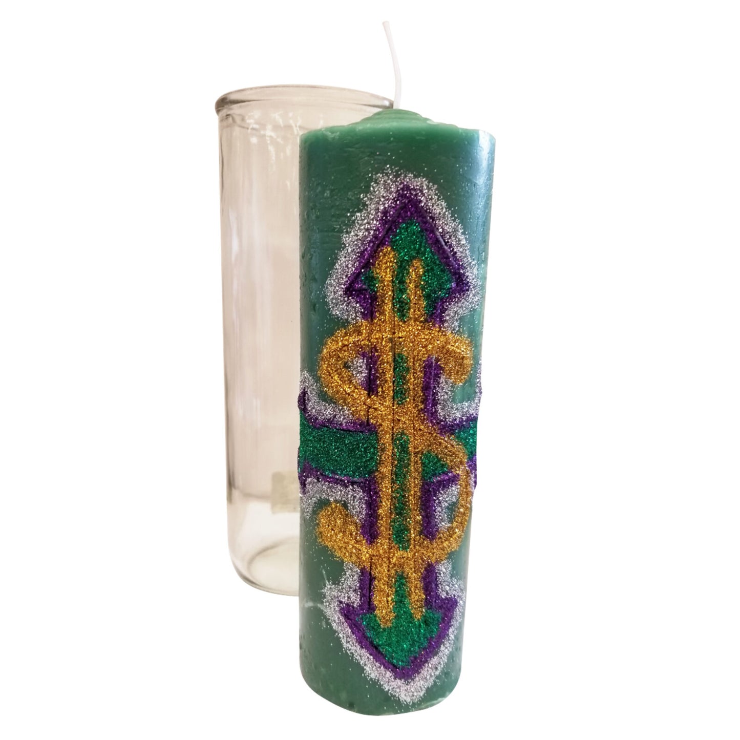 Money Drawing Candle Hand Carved-Psychic Conjure